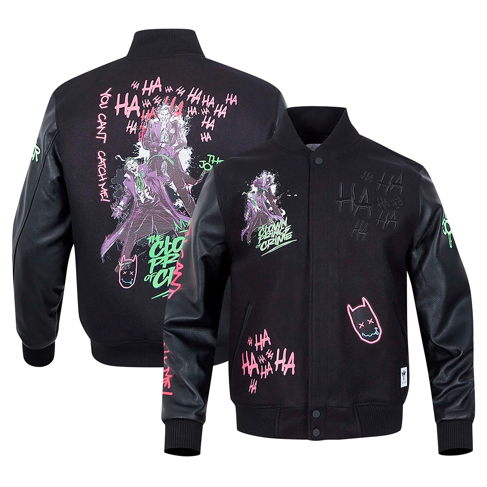 Men's Freeze Max Black Batman The Clown Prince of Crime Full-Zip Varsity Jacket