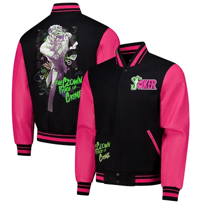 Men's Freeze Max Black Batman Joker Full-Zip Varsity Jacket