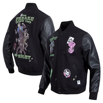Men's Freeze Max Black Batman The Freaks Come Out Full-Zip Varsity Jacket