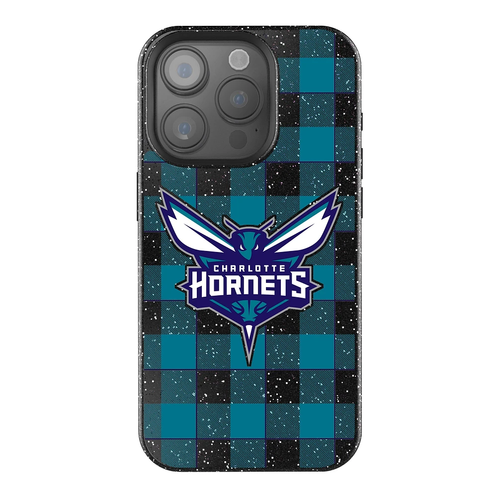 Keyscaper Charlotte Hornets Plaid Bling iPhone Case