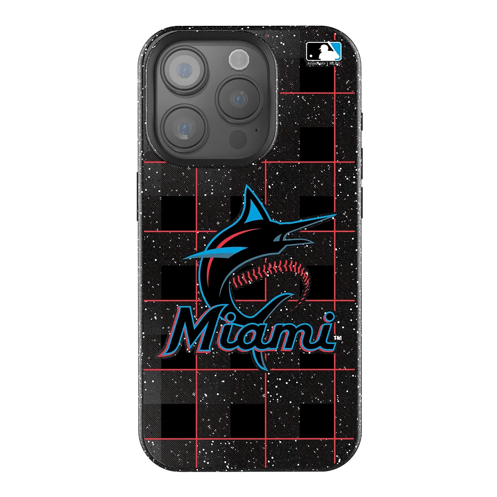 Keyscaper Miami Marlins Plaid Bling iPhone Case