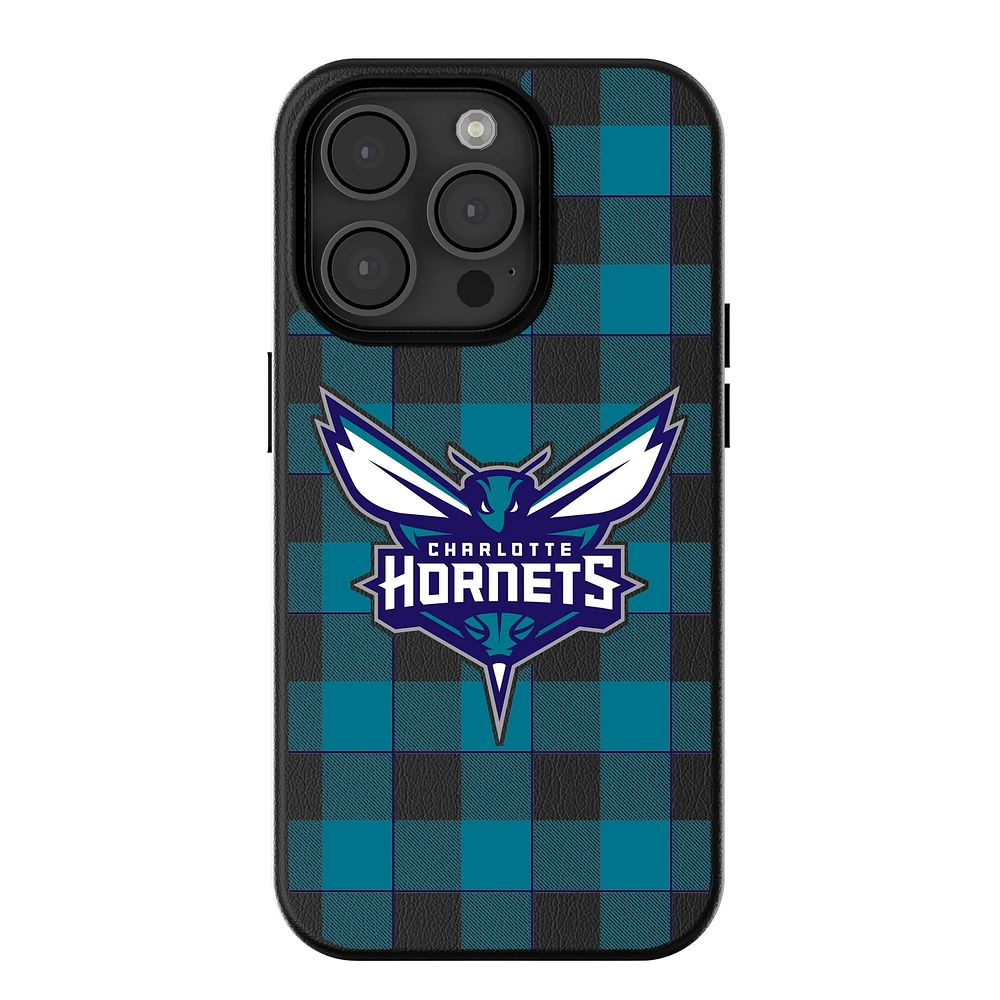 Keyscaper Charlotte Hornets Plaid Magnetic Bump iPhone Case