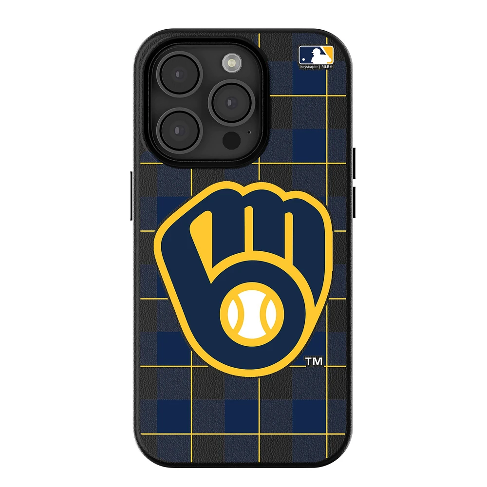 Keyscaper Milwaukee Brewers Plaid Magnetic Bump iPhone Case