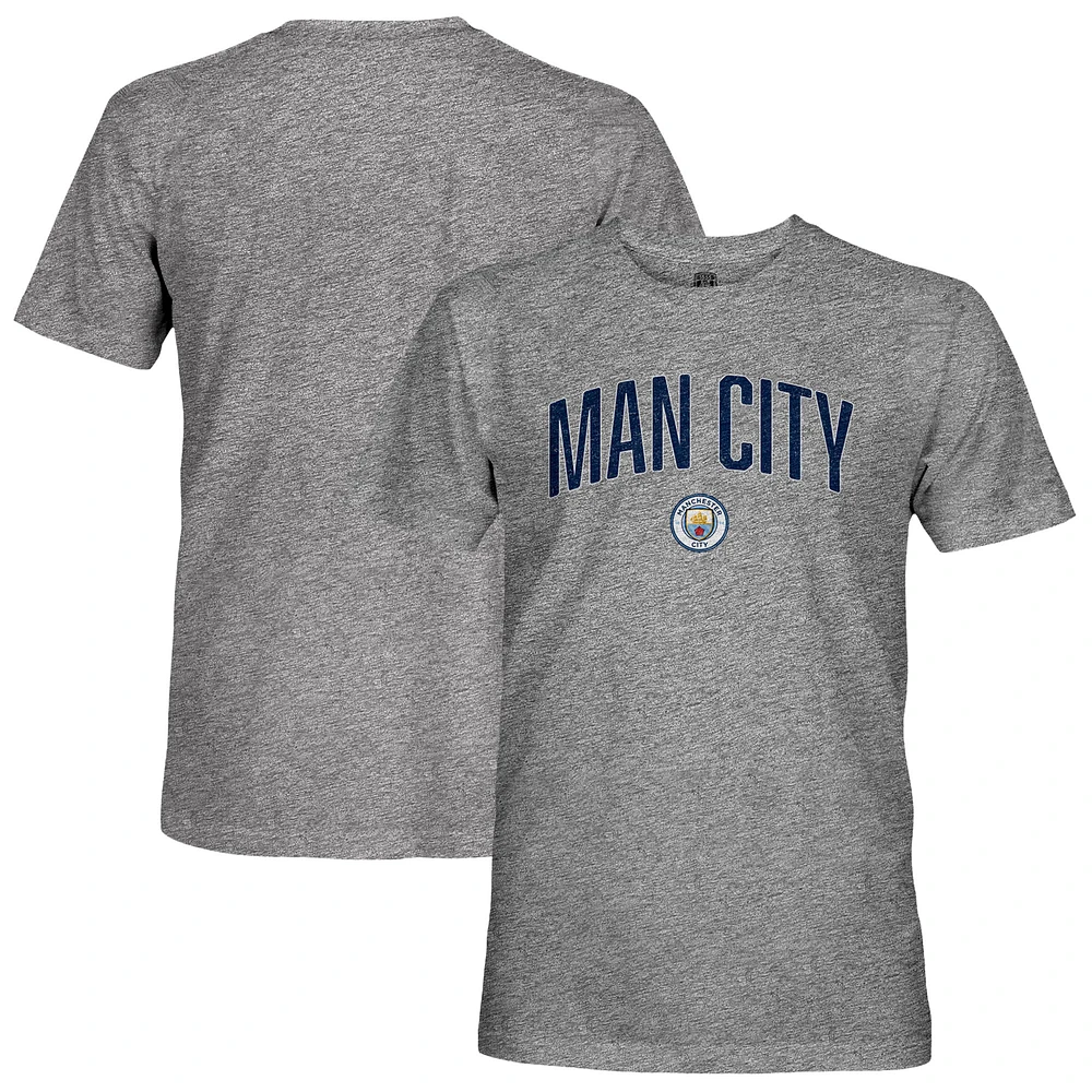Men's 1863FC Heather Gray Manchester City Wordmark Retro Tri-Blend T-Shirt