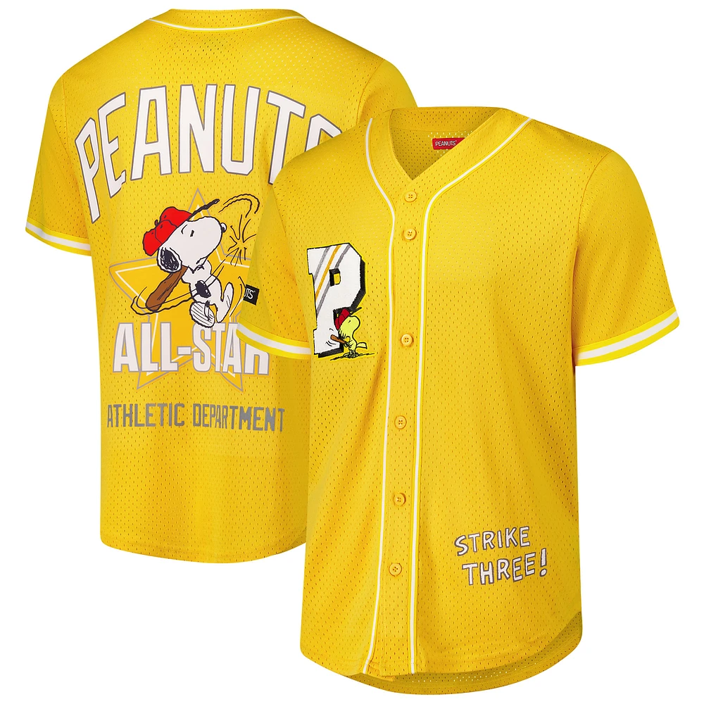 Men's Freeze Max Yellow Peanuts All Star Baseball Jersey