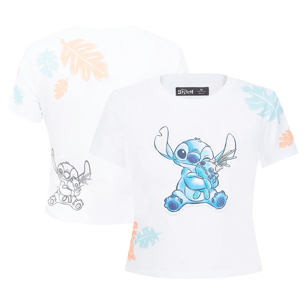 Women's Freeze Max White Lilo and Stitch Hold On Tight Baby Doll T-Shirt