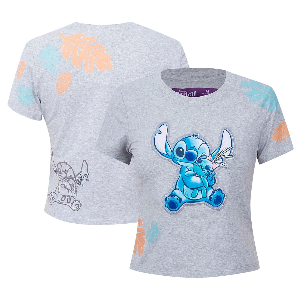 Women's Freeze Max Heather Gray Lilo and Stitch Hold On Tight Baby Doll T-Shirt