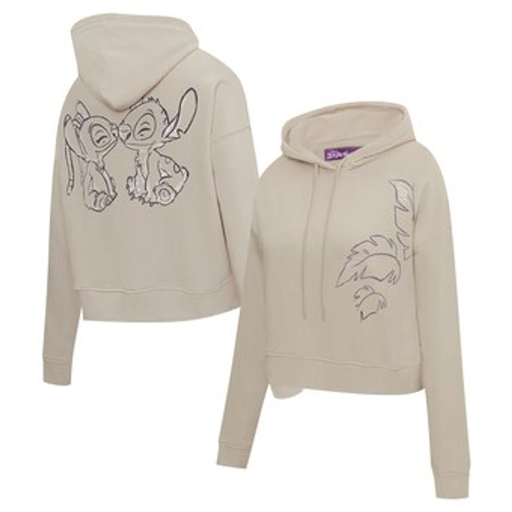 Women's Freeze Max Tan Lilo and Stitch Nose Kiss Cropped Pullover Hoodie