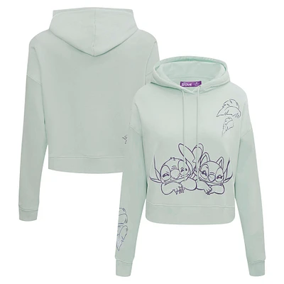 Women's Freeze Max Green Lilo and Stitch Lovers Cropped Pullover Hoodie