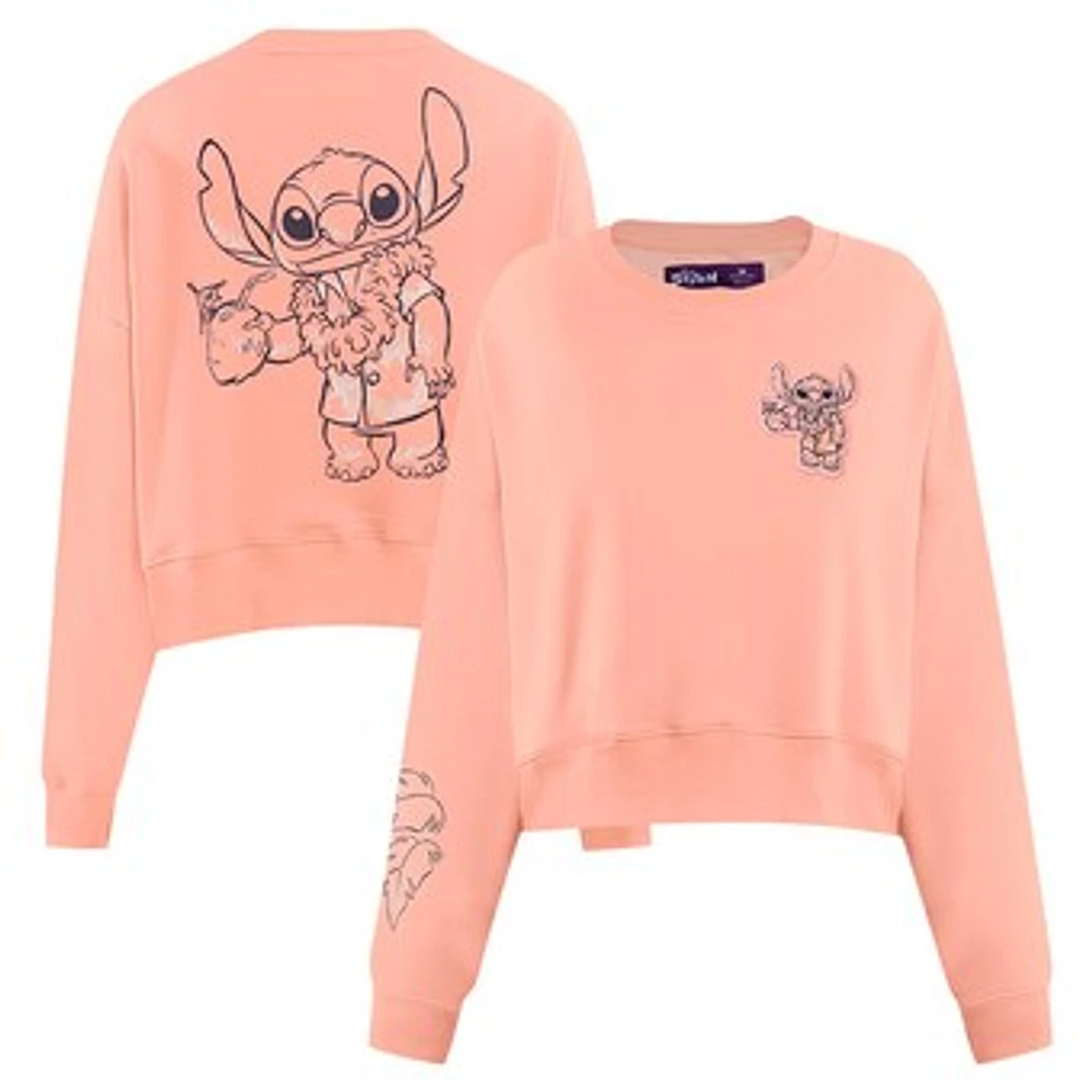 Women's Freeze Max Light Pink Lilo and Stitch Vacation Loose Fit Cropped Pullover Sweatshirt