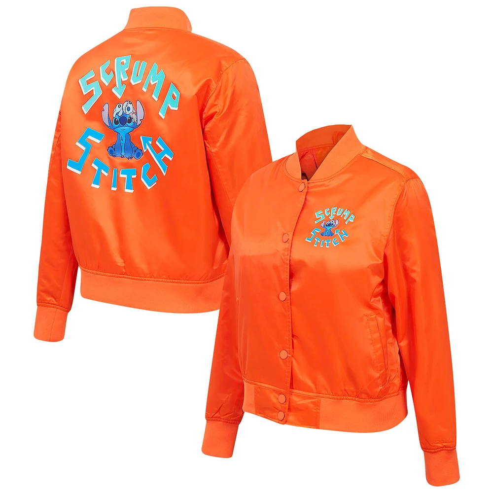 Women's Freeze Max Orange Lilo and Stitch Scrump Full-Snap Satin Jacket