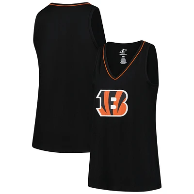 Women's Logo Athletic Black Cincinnati Bengals Plus Stellar Win V-Neck Tank Top