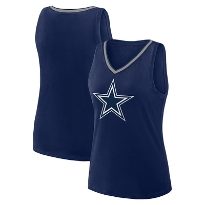 Women's Logo Athletic Navy Dallas Cowboys Plus Stellar Win V-Neck Tank Top