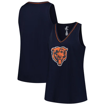 Women's Logo Athletic Navy Chicago Bears Plus Stellar Win V-Neck Tank Top