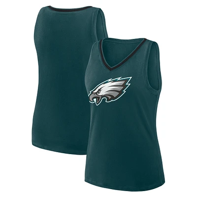 Women's Logo Athletic Green Philadelphia Eagles Plus Stellar Win V-Neck Tank Top