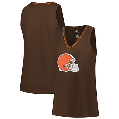Women's Logo Athletic Brown Cleveland Browns Plus Stellar Win V-Neck Tank Top