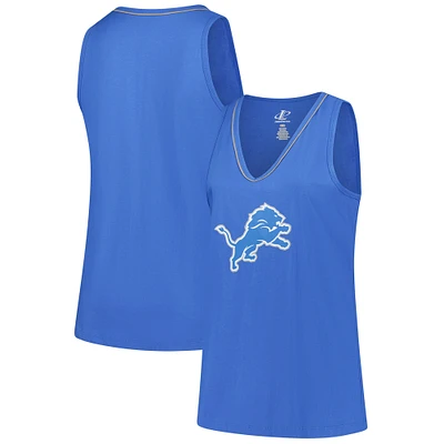 Women's Logo Athletic Blue Detroit Lions Plus Stellar Win V-Neck Tank Top