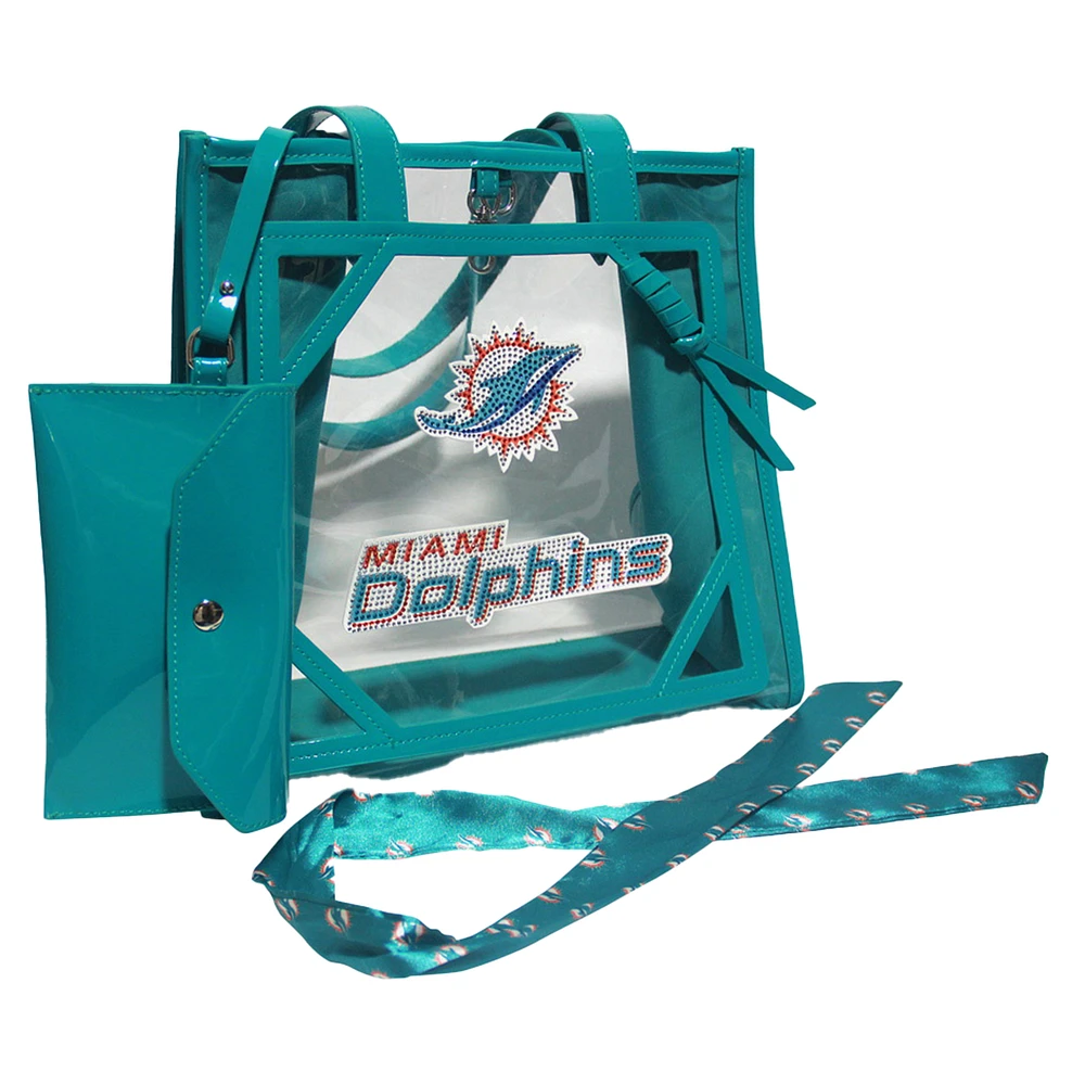 Cuce Miami Dolphins Crystal Logo Clear Tote Bag