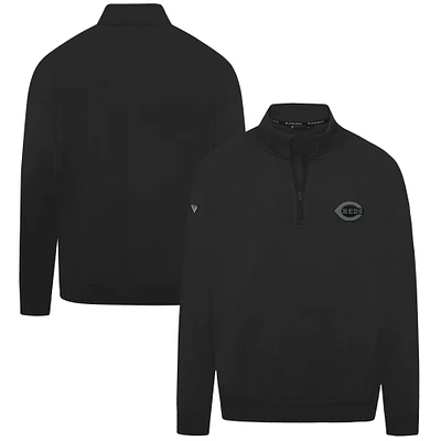 Men's Levelwear Black Cincinnati Reds Murray Nightfall Quarter-Zip Top