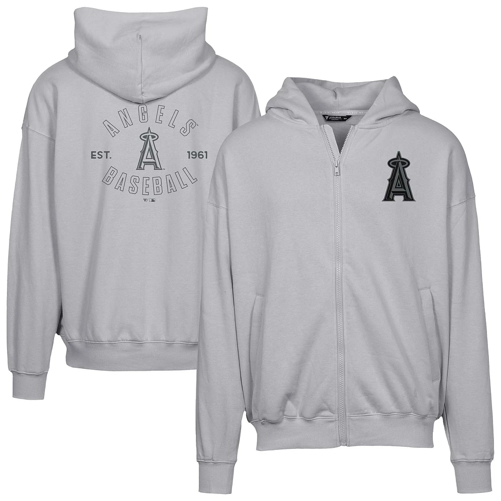 Men's Levelwear Gray Los Angeles Angels Uphill Abyssal Full-Zip Hoodie