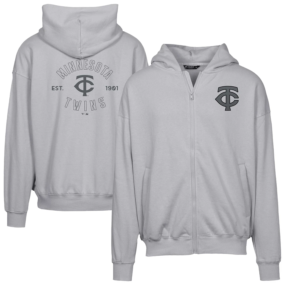 Men's Levelwear Gray Minnesota Twins Uphill Abyssal Full-Zip Hoodie