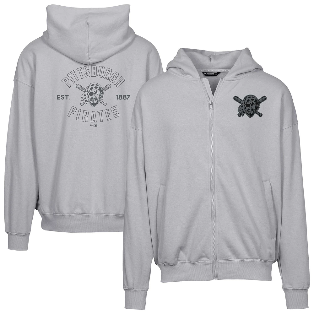 Men's Levelwear Gray Pittsburgh Pirates Uphill Abyssal Full-Zip Hoodie