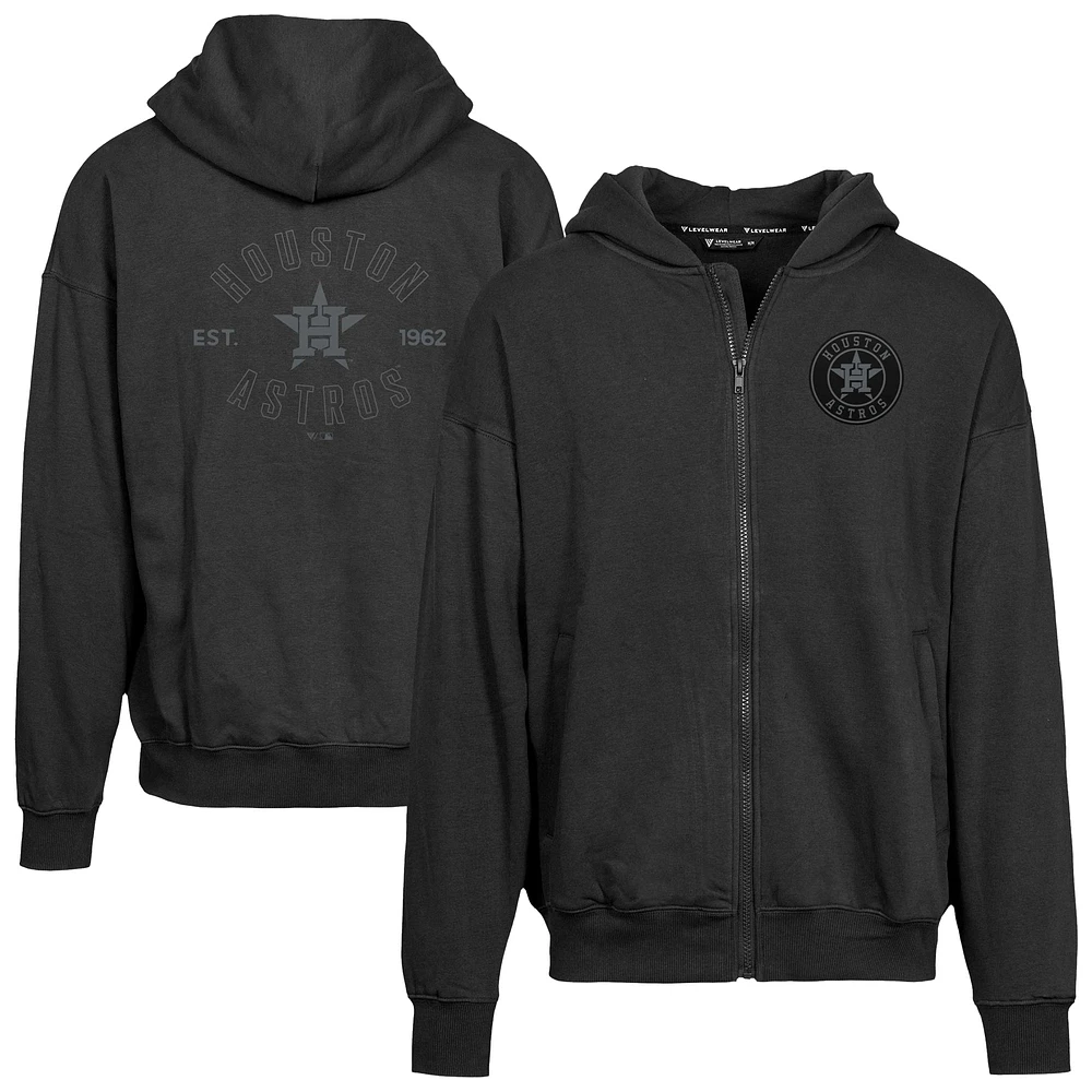 Men's Levelwear Black Houston Astros Uphill Abyssal Full-Zip Hoodie