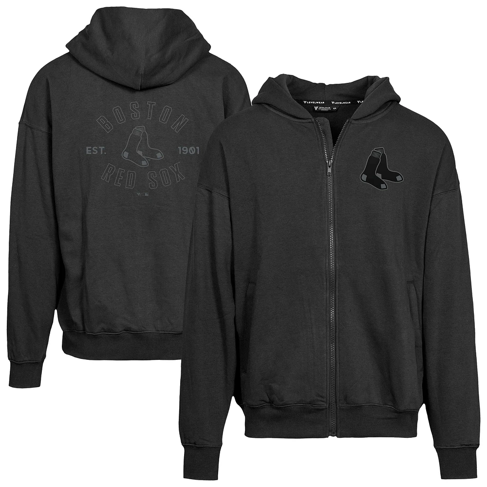 Men's Levelwear Black Boston Red Sox Uphill Abyssal Full-Zip Hoodie