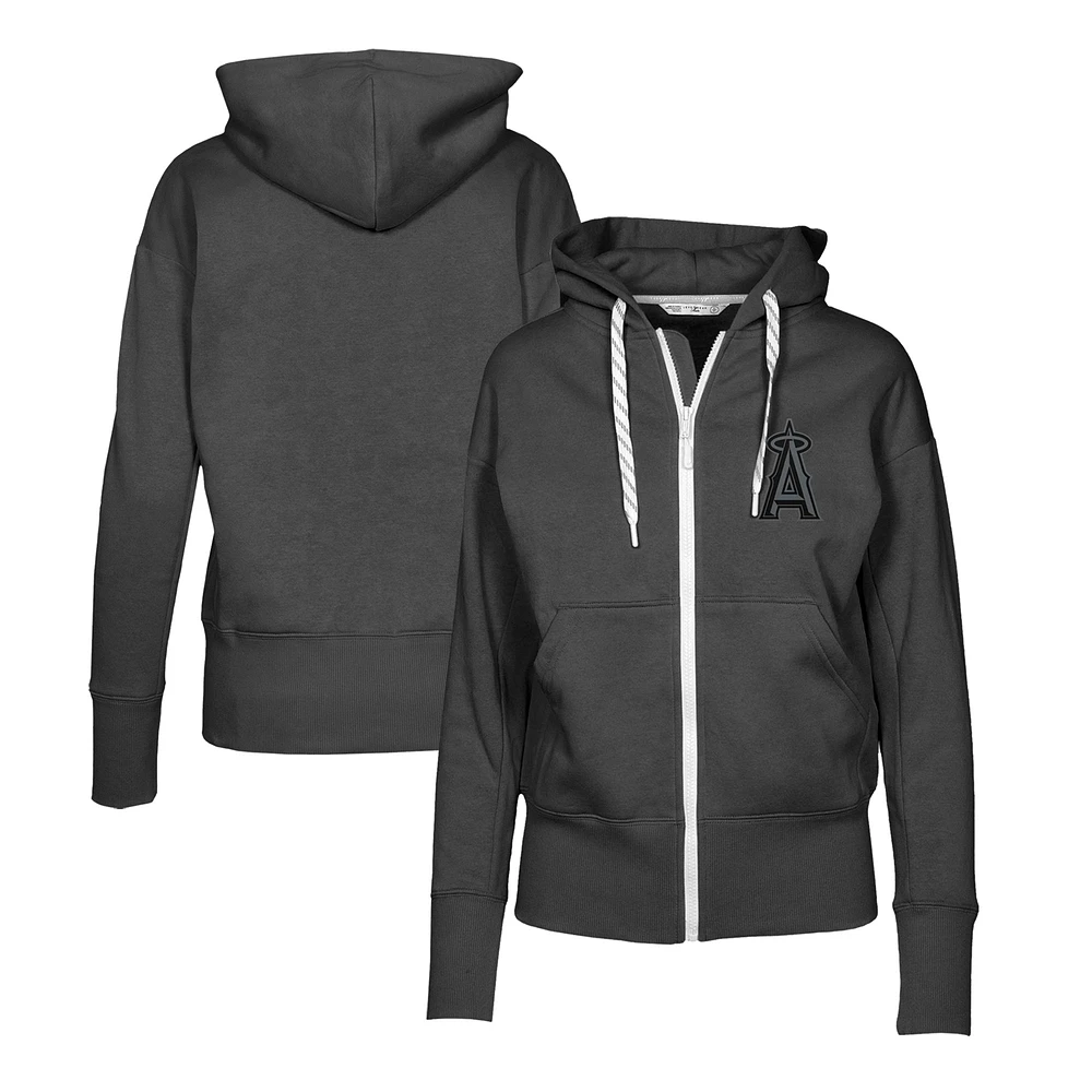 Women's Levelwear Black Los Angeles Angels Gardinia Nightfall Full-Zip Hoodie