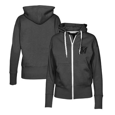 Women's Levelwear Black Miami Marlins Gardinia Nightfall Full-Zip Hoodie
