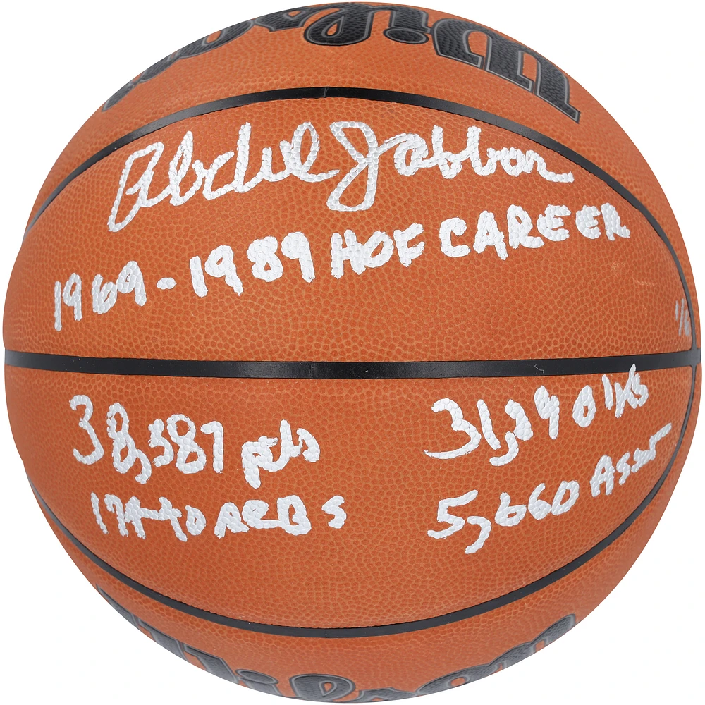 Kareem Abdul-Jabbar Los Angeles Lakers Autographed Wilson Official Game Basketball with Multiple Career Stats Inscriptions- Limited Edition #1/6