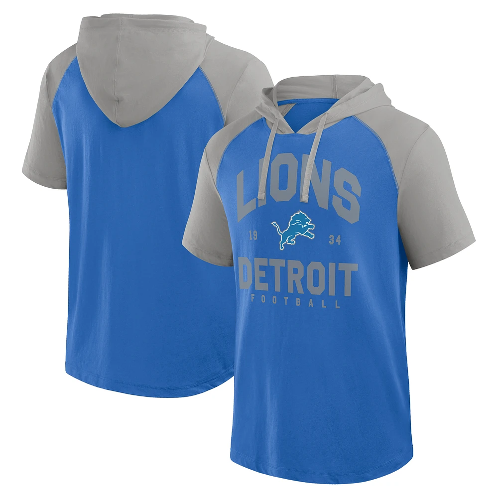 Men's Logo Athletic Blue Detroit Lions Prime Hoodie T-Shirt