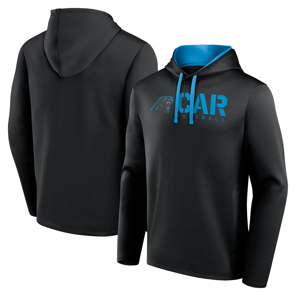 Men's Logo Athletic Black Carolina Panthers Head Start Pullover Hoodie