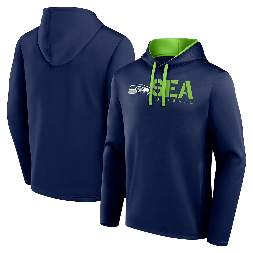 Men's Logo Athletic College Navy Seattle Seahawks Head Start Pullover Hoodie