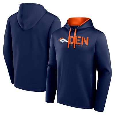 Men's Logo Athletic Navy Denver Broncos Head Start Pullover Hoodie