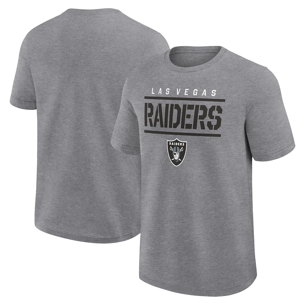 Men's Logo Athletic Heather Gray Las Vegas Raiders Top Notch T-Shirt