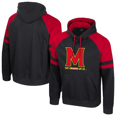 Men's Colosseum Black Maryland Terrapins Todd Raglan Pullover Hoodie