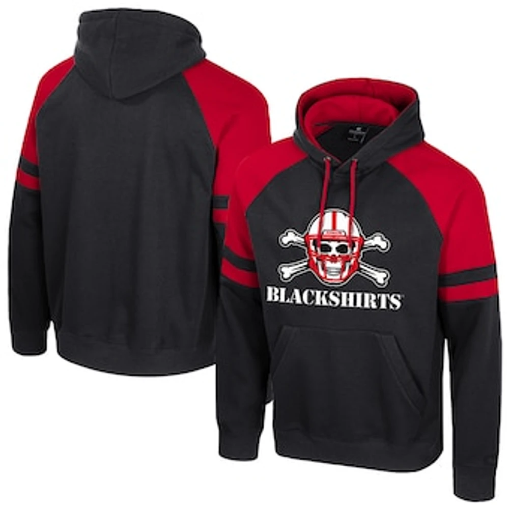 Men's Colosseum Black Nebraska Huskers Todd Raglan Pullover Hoodie