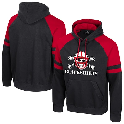 Men's Colosseum Black Nebraska Huskers Todd Raglan Pullover Hoodie