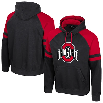 Men's Colosseum Black Ohio State Buckeyes Todd Raglan Pullover Hoodie