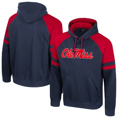 Men's Colosseum Navy Ole Miss Rebels Todd Raglan Pullover Hoodie