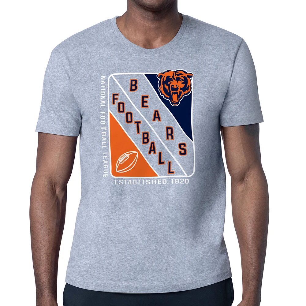 Men's Starter Heather Gray Chicago Bears Shield Logo T-Shirt