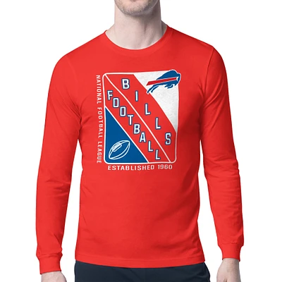 Men's Starter Red Buffalo Bills Shield Logo Long Sleeve T-Shirt