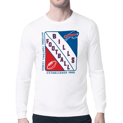Men's Starter White Buffalo Bills Shield Logo Long Sleeve T-Shirt