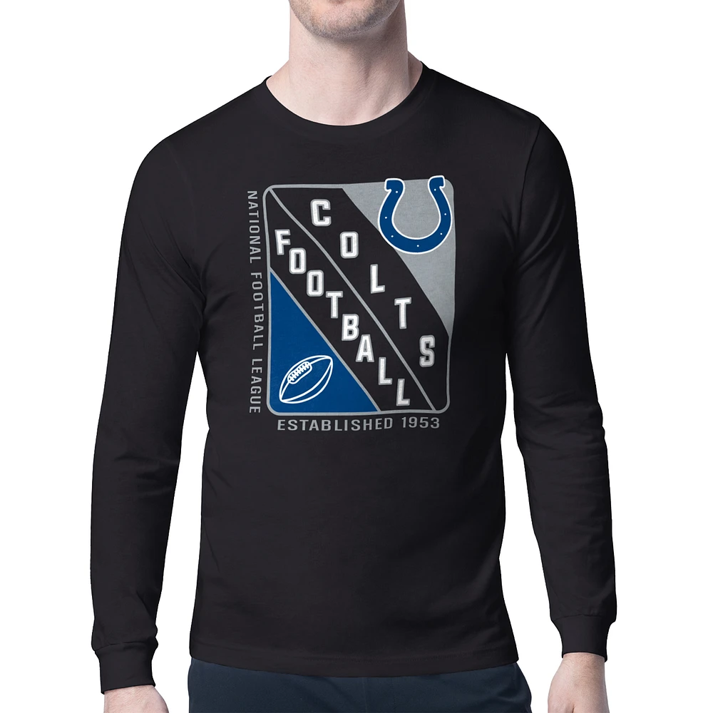 Men's Starter Black Indianapolis Colts Shield Logo Long Sleeve T-Shirt