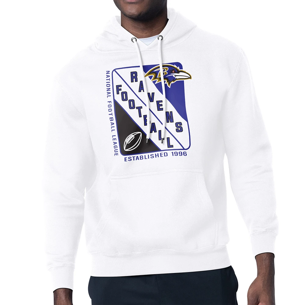 Men's Starter White Baltimore Ravens Shield Logo Pullover Hoodie