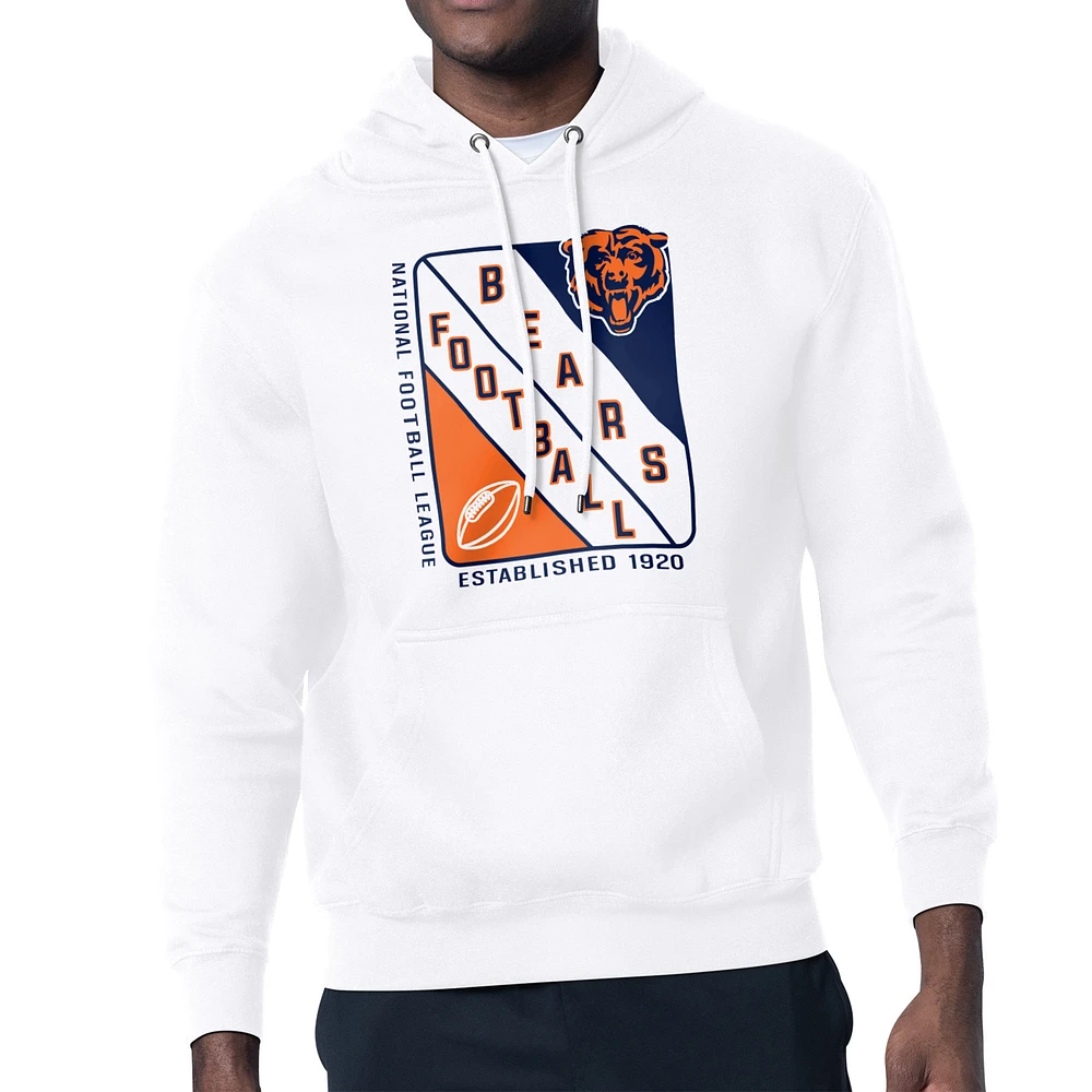 Men's Starter White Chicago Bears Shield Logo Pullover Hoodie