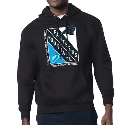 Men's Starter Black Carolina Panthers Shield Logo Pullover Hoodie