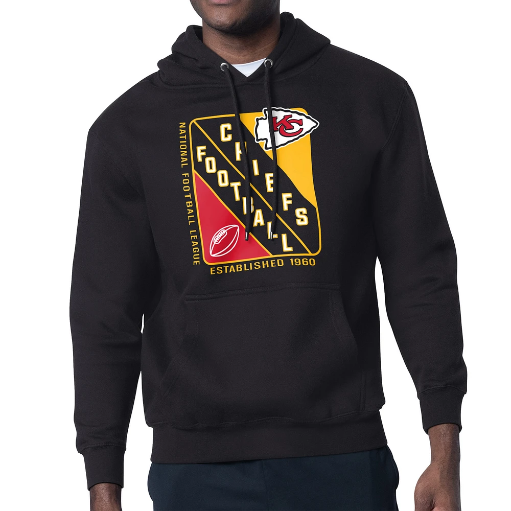 Men's Starter Black Kansas City Chiefs Shield Logo Pullover Hoodie