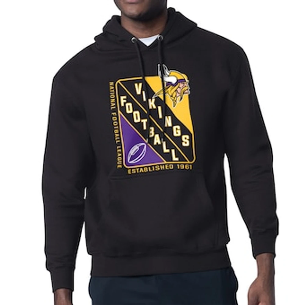 Men's Starter Black Minnesota Vikings Shield Logo Pullover Hoodie
